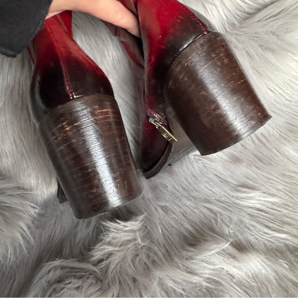 🔥 JO GHOST Italian Red Ombre Leather Ankle Boots Size 37 🔥 - Picture 8 of 10